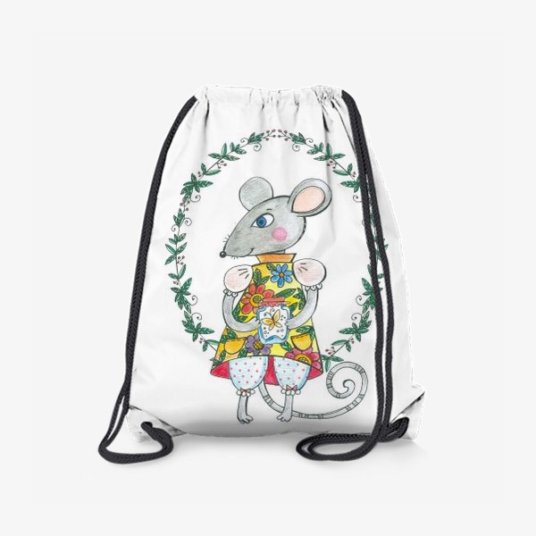 Рюкзак «Мышь с цветами»