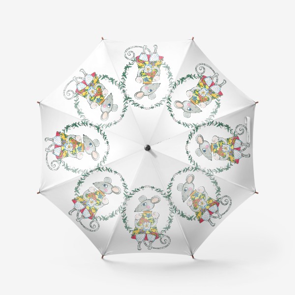 Зонт «Мышь с цветами»