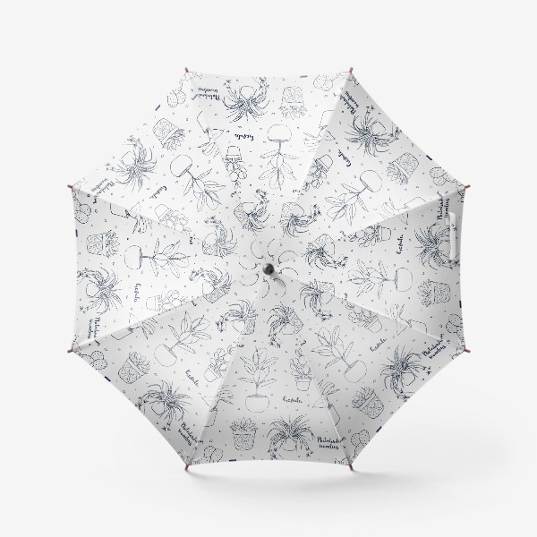 Зонт «Винтажный узор с домашними растениями и леттрингом»