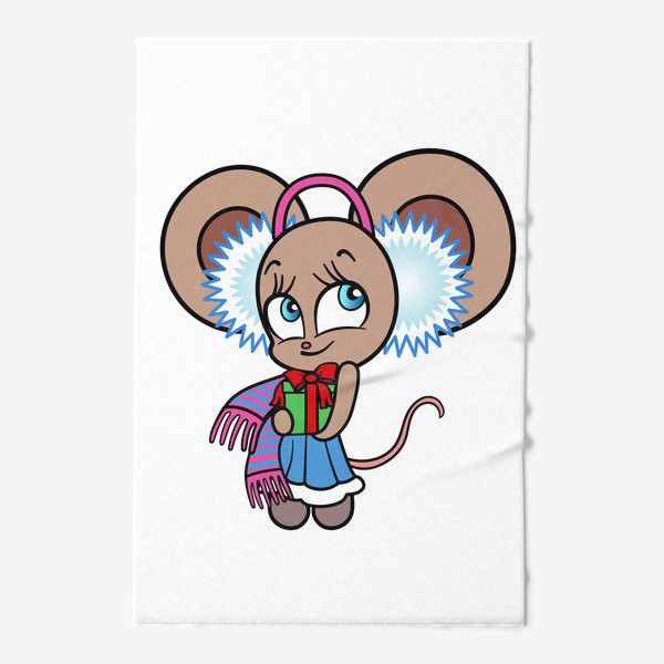 Полотенце «Новогодняя мышка с подарком»
