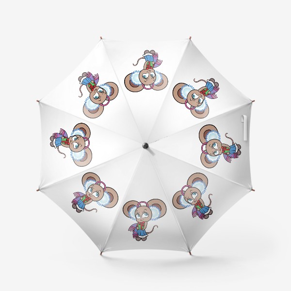 Зонт «Новогодняя мышка с подарком»