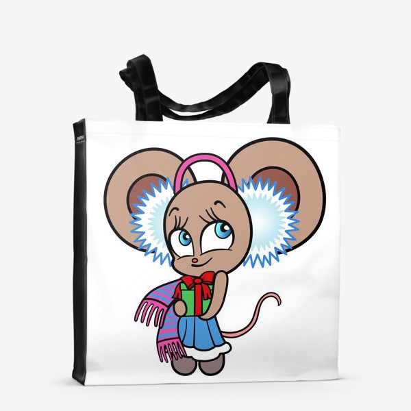 Сумка-шоппер «Новогодняя мышка с подарком»