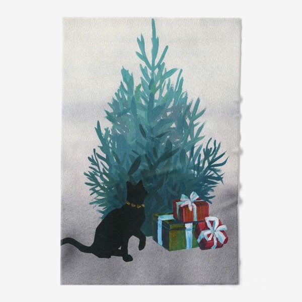 Полотенце «Christmas and black cat»
