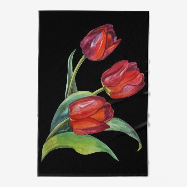 Полотенце «Тюльпаны на чёрном»