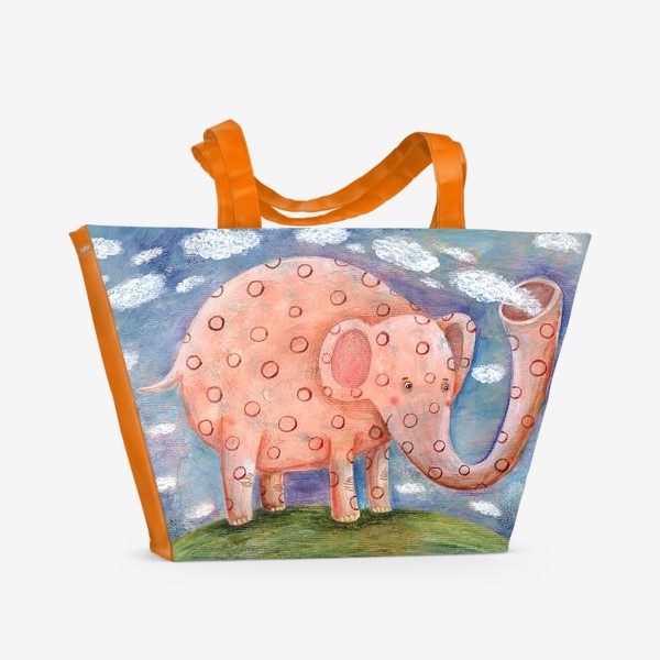 Пляжная сумка «Слон и облака»