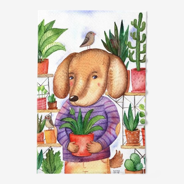 Полотенце «Пес и Растения»