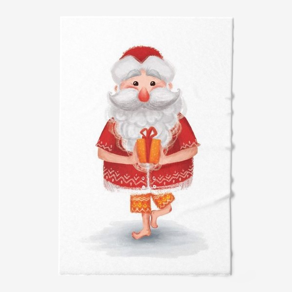 Полотенце «Дед мороз с подарком. Йога»