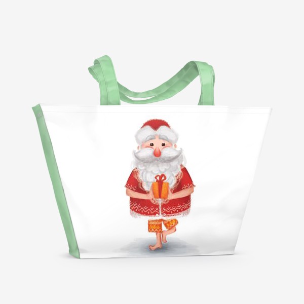 Пляжная сумка «Дед мороз с подарком. Йога»