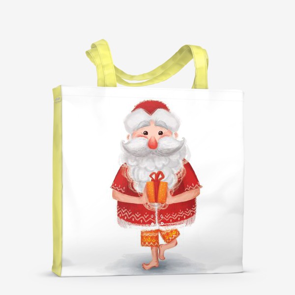 Сумка-шоппер «Дед мороз с подарком. Йога»