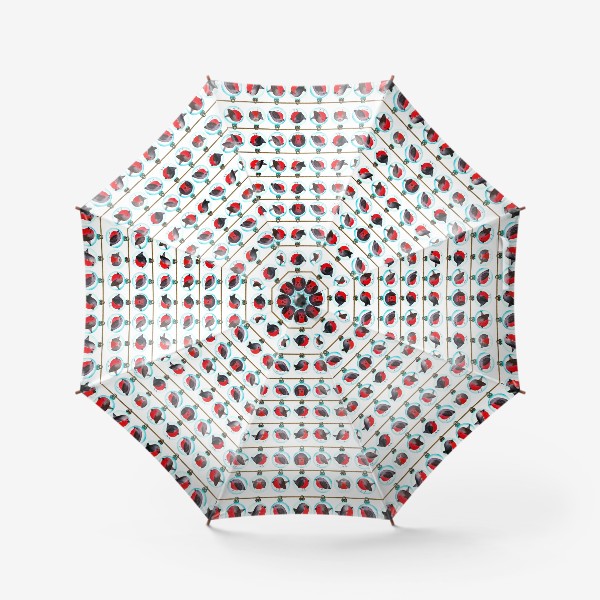 Зонт «Паттерн новогодние шары со снегирями»