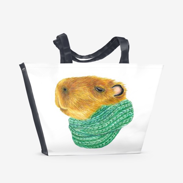 Пляжная сумка «Капибара в вязаном шарфике»