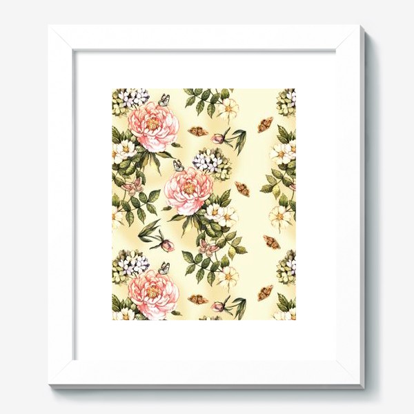 Картина «Нежный винтажный паттерн с цветами  и бабочками»