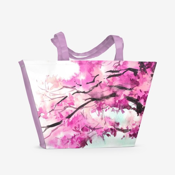 Пляжная сумка «Акварель Розовое дерево»