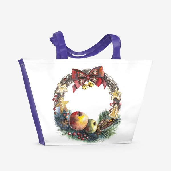 Пляжная сумка «Новогодний венок»