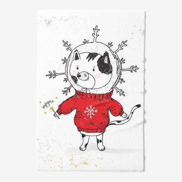 Полотенце «Котик-снежинка»