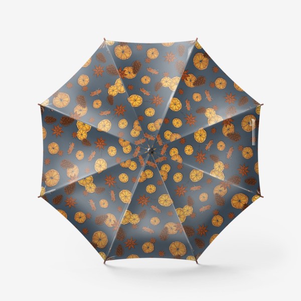 Зонт «Паттерн с апельсинами и корицей»