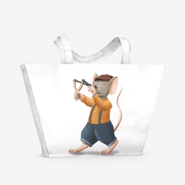 Пляжная сумка «Мышонок с рогаткой»