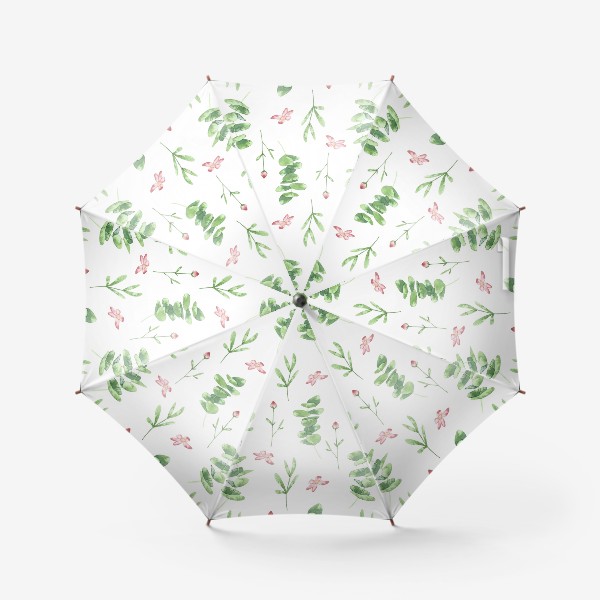 Зонт «Эвкалипт и розовые цветы. Бесшовный паттерн»
