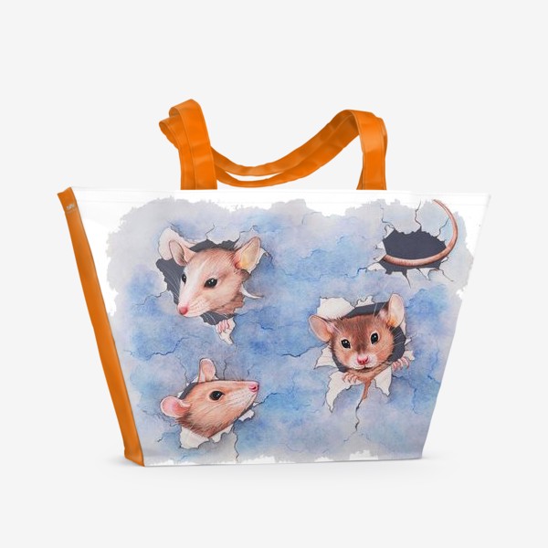 Пляжная сумка «"Мышки на голубом "»
