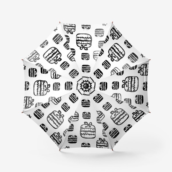 Зонт «Черно-белые коробки с подарками. Паттерн»