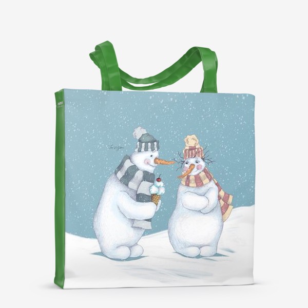 Сумка-шоппер &laquo;Влюбленные снеговики&raquo;