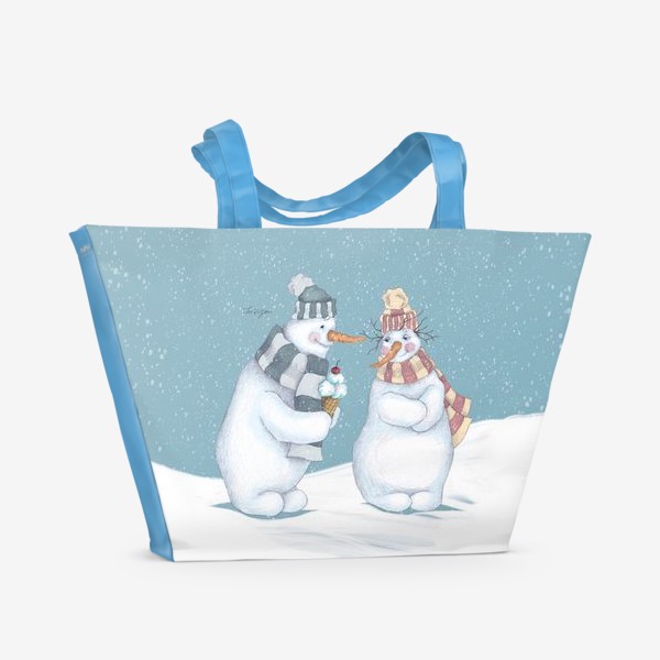 Пляжная сумка «Влюбленные снеговики»