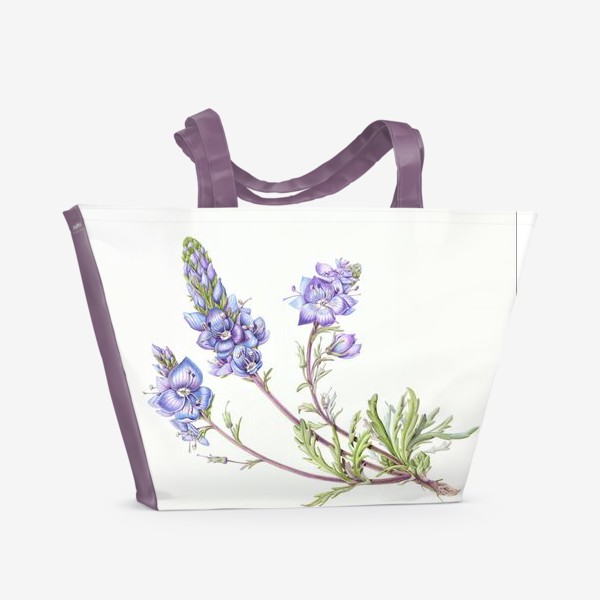 Пляжная сумка &laquo;Сиреневый цветок вероники крымской&raquo;