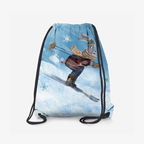Рюкзак «Заяц съезжает с горки на лыжах»