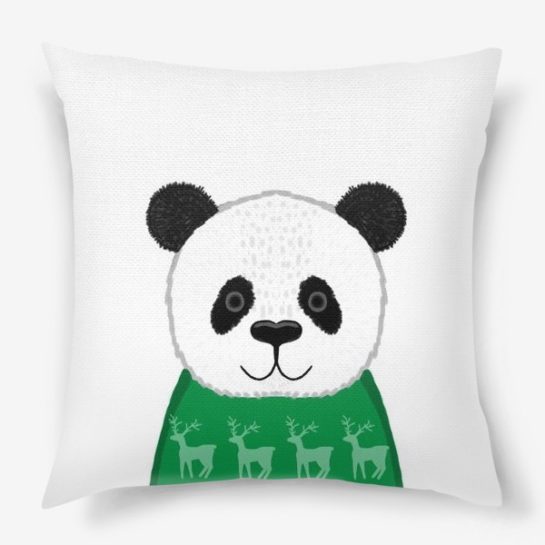 Подушка «Панда в свитере с оленями»