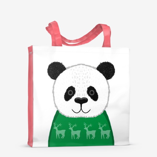 Сумка-шоппер «Панда в свитере с оленями»