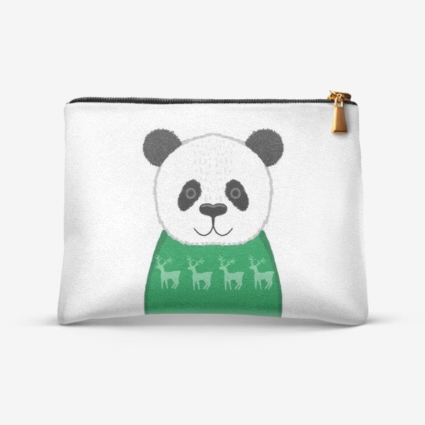 Косметичка «Панда в свитере с оленями»