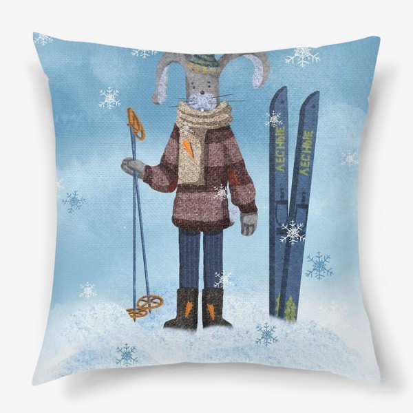 Подушка «Заяц с лыжами»