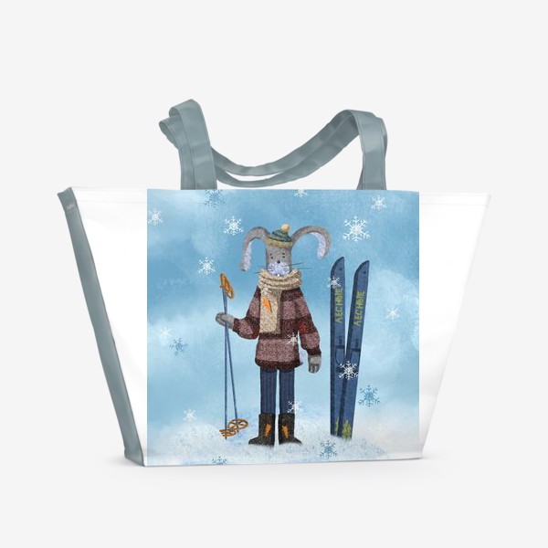 Пляжная сумка «Заяц с лыжами»