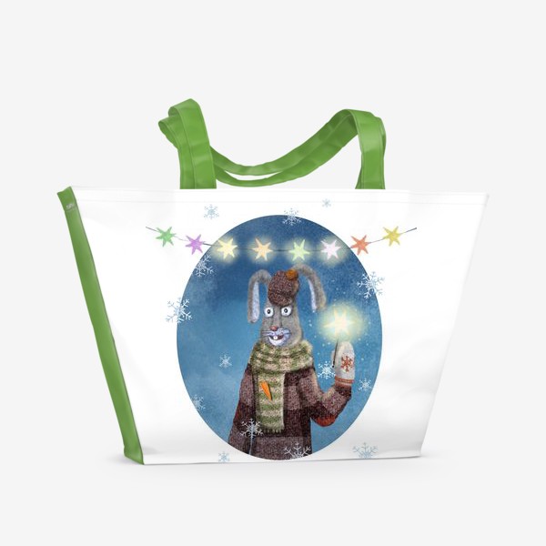 Пляжная сумка «Новогодний заяц»