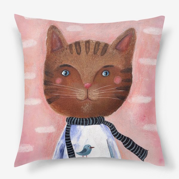 Подушка «Кот на розовом фоне»