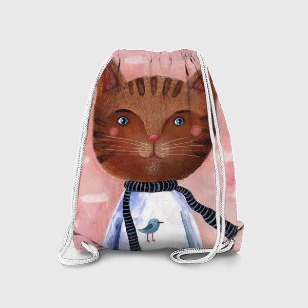 Рюкзак «Кот на розовом фоне»