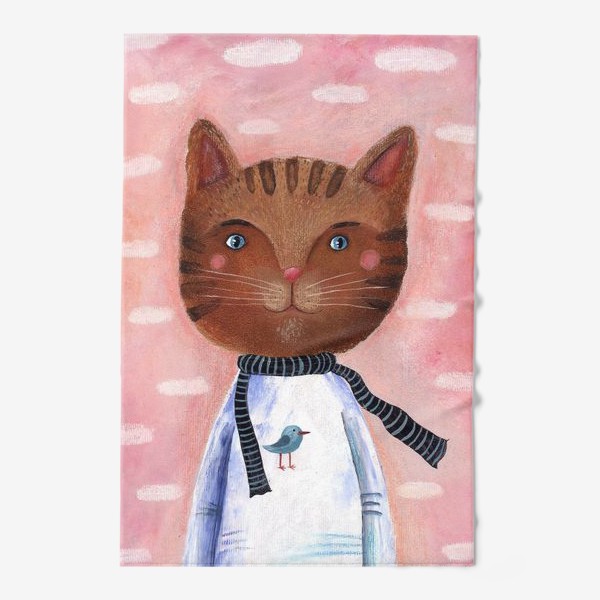 Полотенце «Кот на розовом фоне»