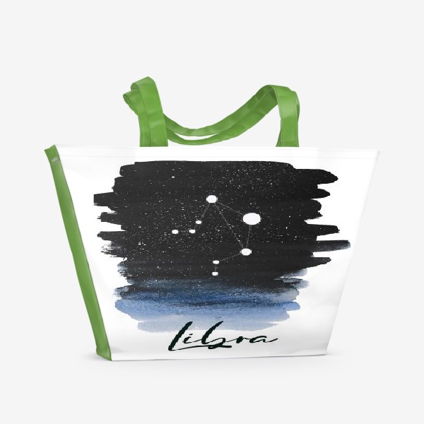 Пляжная сумка «Созвездие весы. Звездное небо. Акварель»