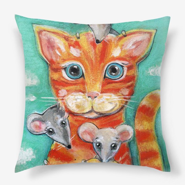 Подушка «Кошка и мышки»