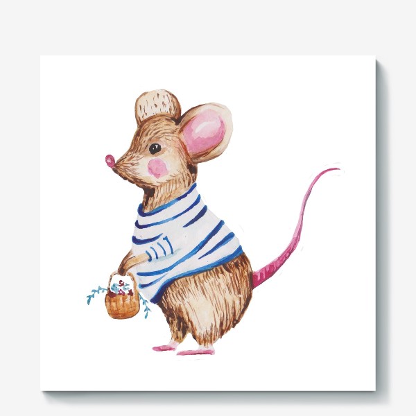 Холст «Мышь с корзинкой»