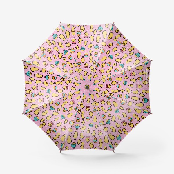 Зонт «Пасхальный розовый паттерн для девочки с яйцами и цыплятами»