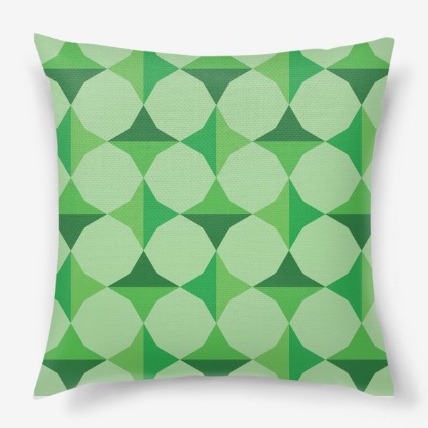 Подушка «зеленый орнамент с четырехконечными звездами»