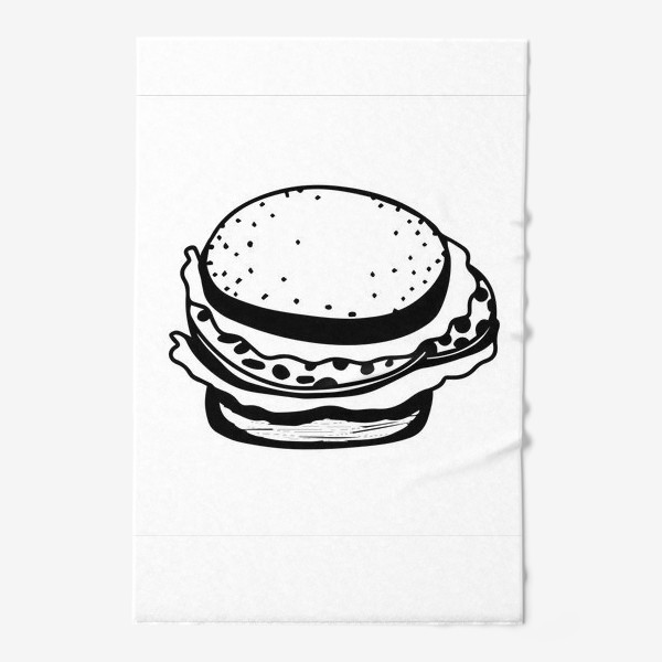 Полотенце «Бургер с колбасой черно-белый »
