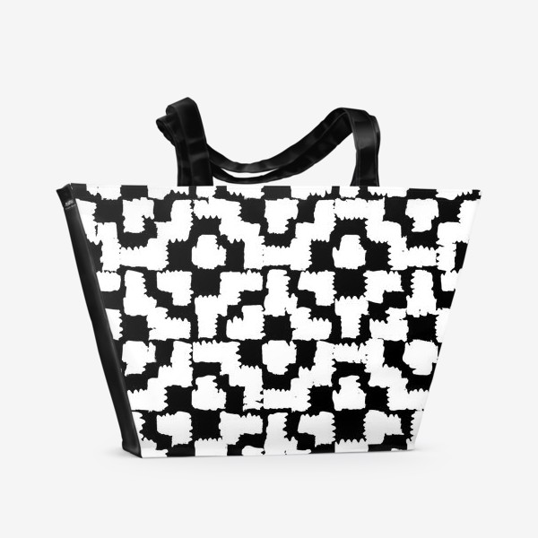 Пляжная сумка «Элегантный арабский черно-белый узор в стиле модерн»