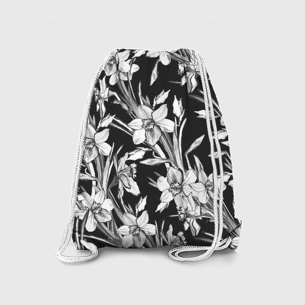 Рюкзак «Нарциссы черно-белые, карандашная графика»