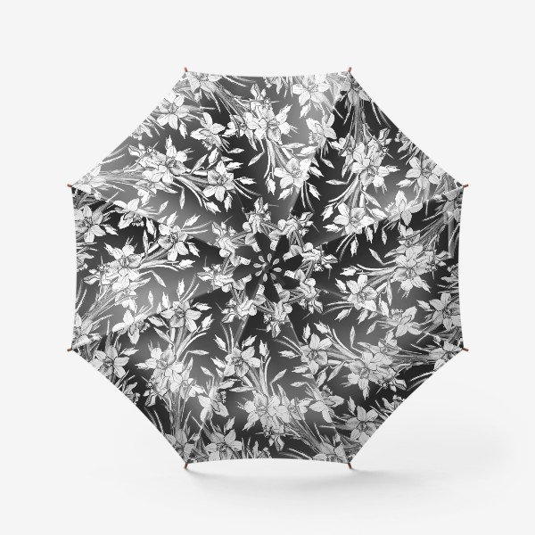 Зонт &laquo;Нарциссы черно-белые, карандашная графика&raquo;