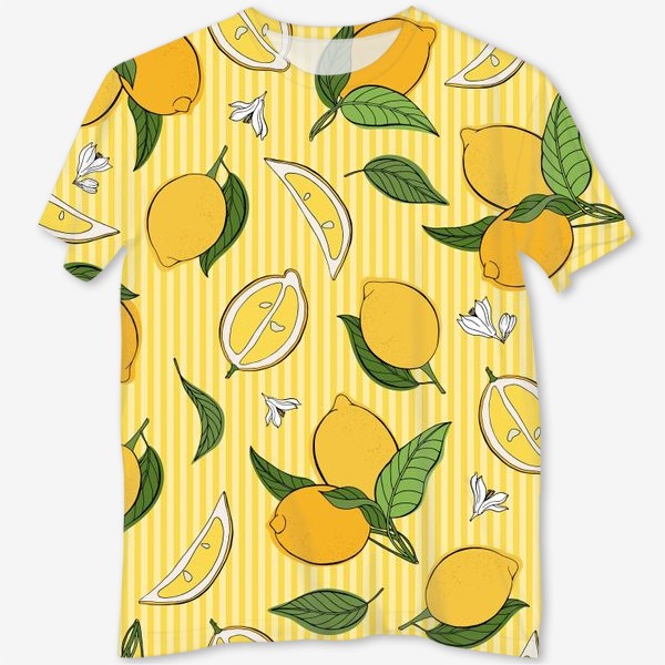 Футболка с полной запечаткой «Який принт с лимонами»