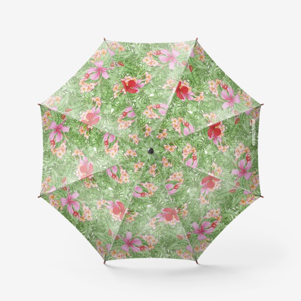 Зонт &laquo;Тропические листья и цветы&raquo;