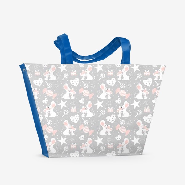 Пляжная сумка &laquo;Мама мышь с малышом, мама и ребёнок, детский принт, для ребёнка, для дочки, для девочки  (серия)&raquo;