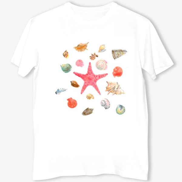 Футболка &laquo;Морская звезда и ракушки. Starfish and shells&raquo;